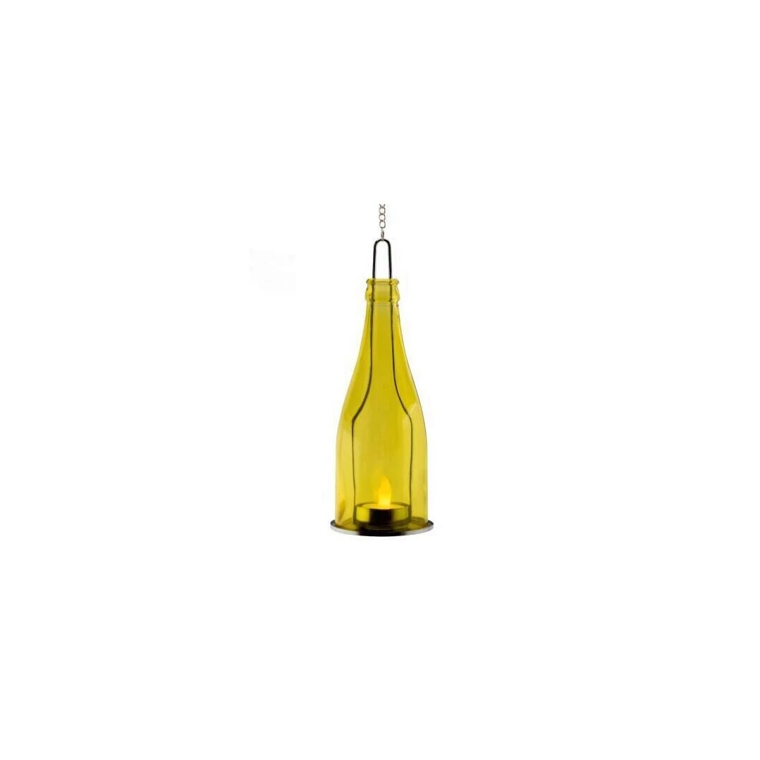 Lampa cu led, decor sticla, Home GB 23/BL, galbena, 8 x 23 cm, lant pentru agatat - 