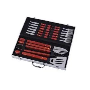 Set unelte pentru gratar Strend Pro Premium BBQ 45535, cutie metalica, Inox, 16 piese - 