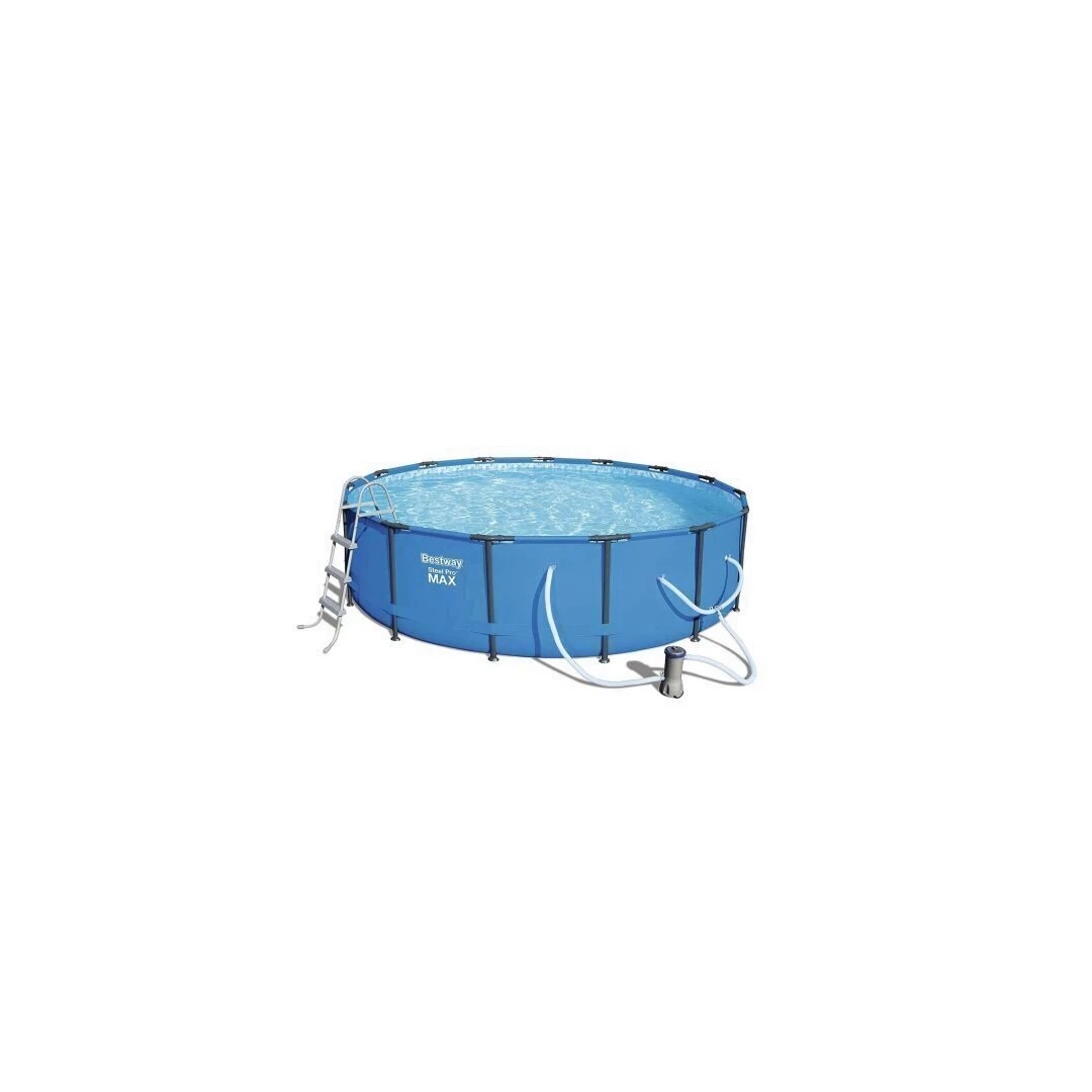 Piscina rotunda cu scara Bestway Steel Pro Max Pool, cadru metalic, pompa de filtrare, 457x107 cm - 