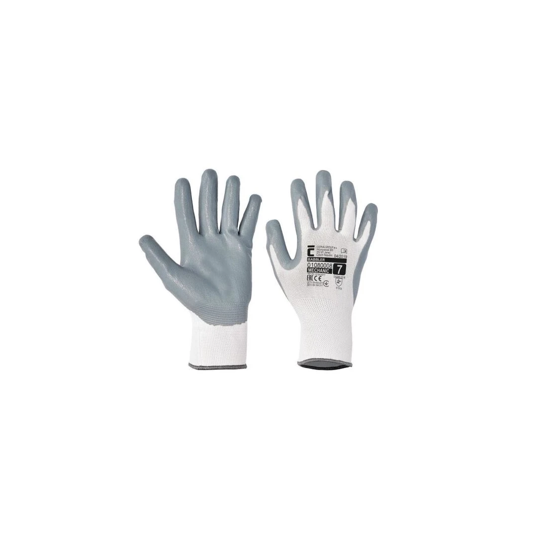 Mănuși de protecție fără cusături Cerva Babbler White, cu strat de latex, marimea XL - 