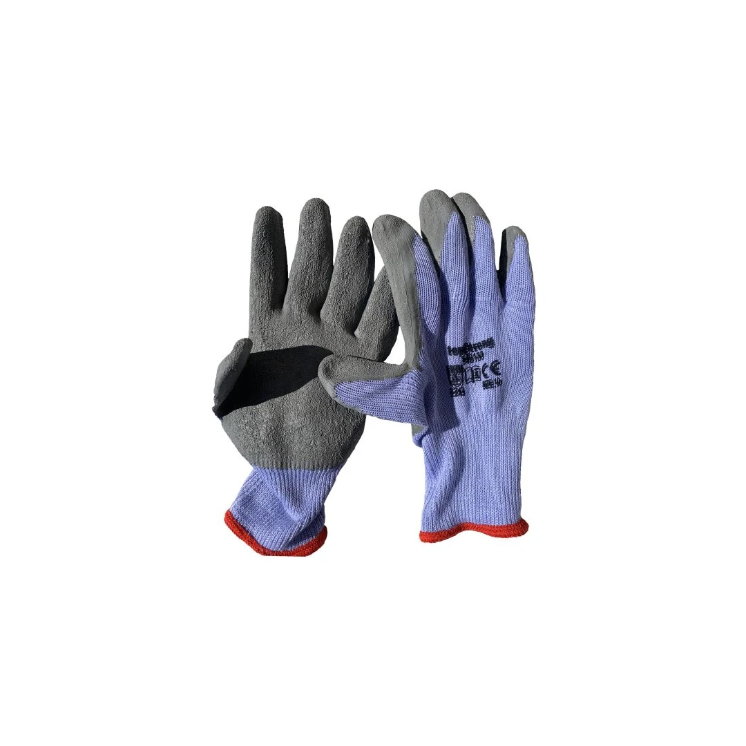 Mănuși de protecție fără cusături Topstrong Grey, cu strat de latex, marimea L - 
