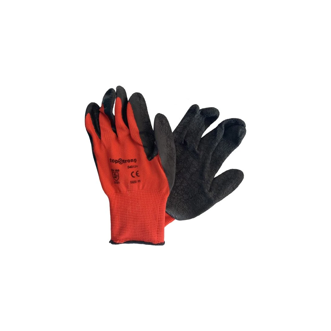 Mănuși de protecție fără cusături Topstrong Red, cu strat de latex, marimea L - 