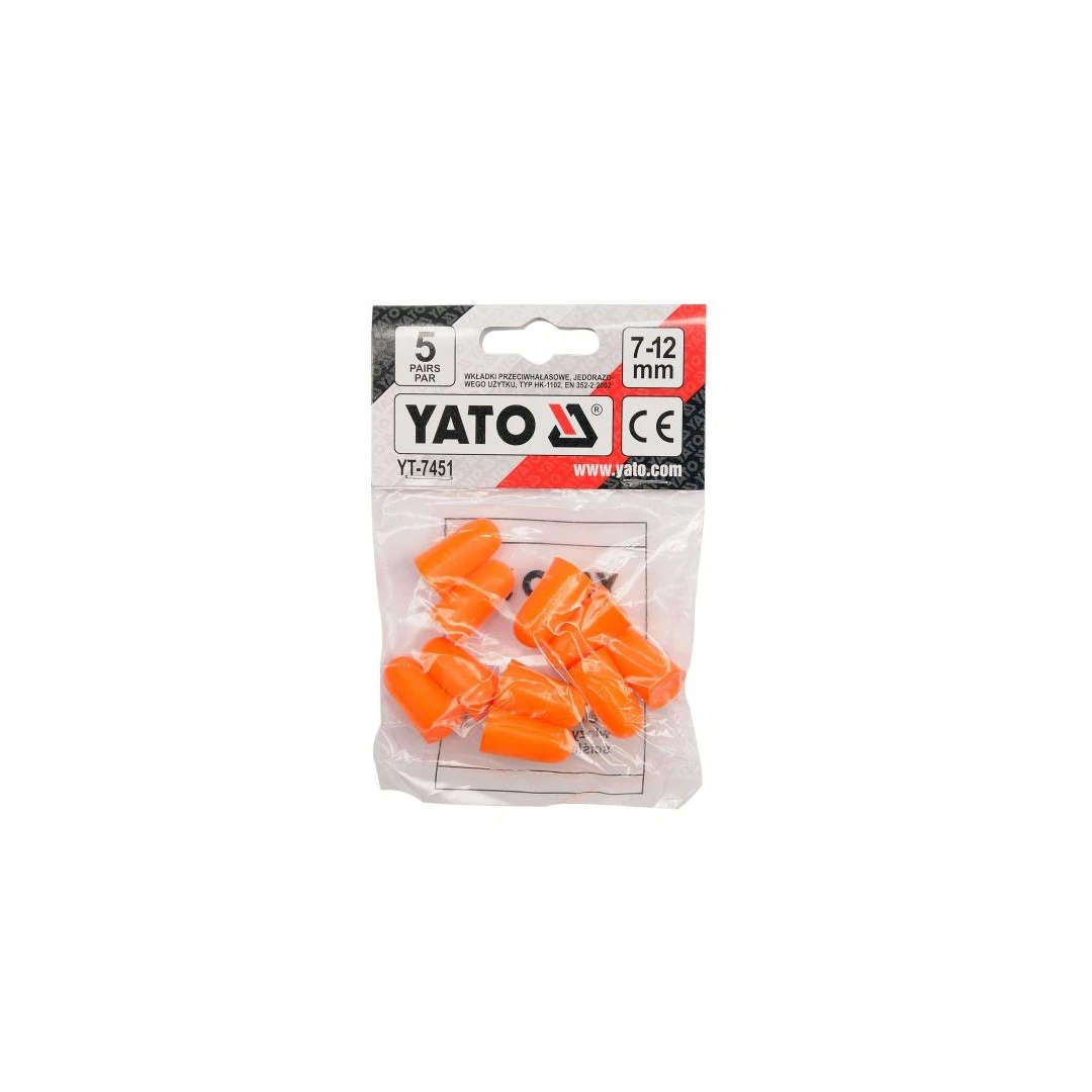 Set antifoane tip dop pentru urechi, Yato YT-7451, 5 perechi, 7-12mm - 