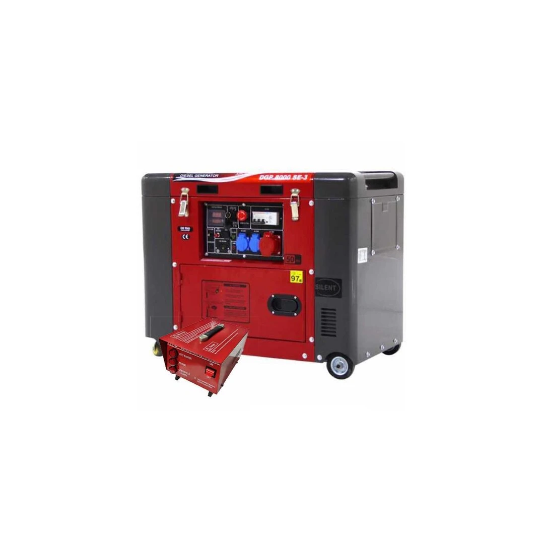 Generator Diesel cu automatizare pornire, GeoTech Pro DGP8000SE-3, putere 6.3 kW, Trifazat, AVR, Pornire electrica, ATS - 