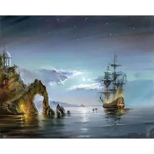 Kit pictura pe numere cu vapoare, 40x50 cm, The silence of the night, PPT32 - 