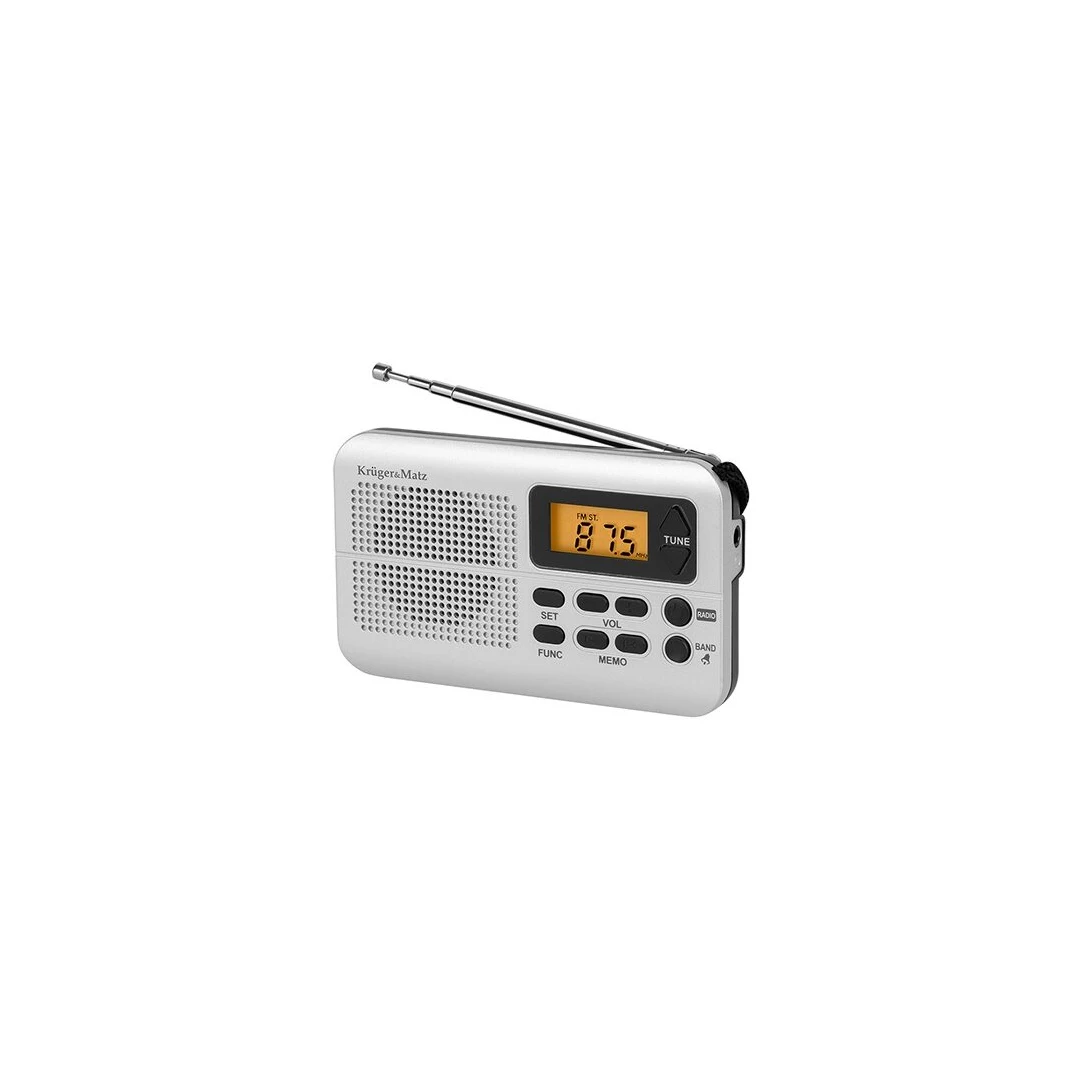 Radio portabil, Afișaj LCD, ceas cu alarma, 20 posturi memorate, Mufă jack pentru căști, antena - 