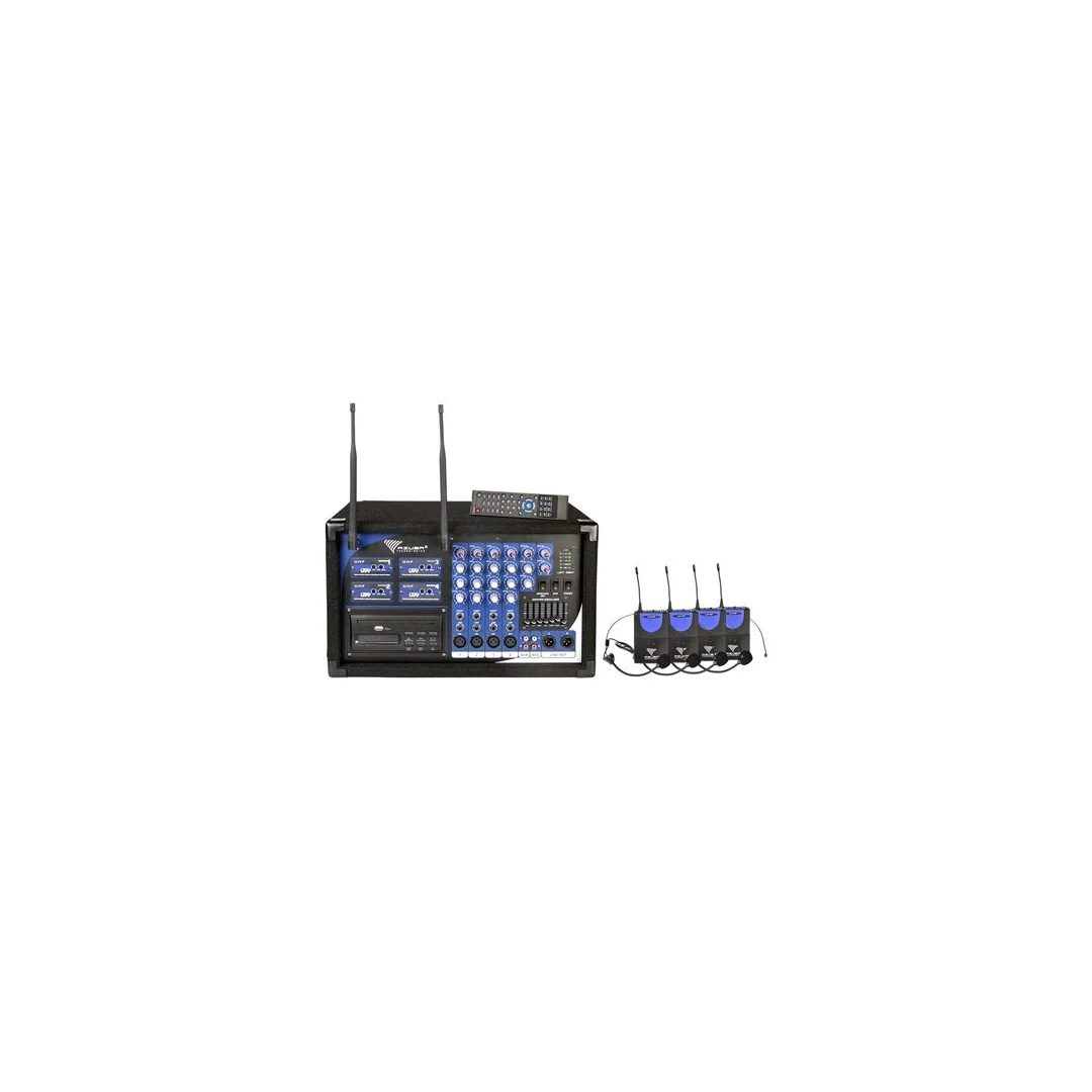 Set 4 microfoane tip casca, Receptor wireless incorporat UHF, 614MHz - 694MHz - 