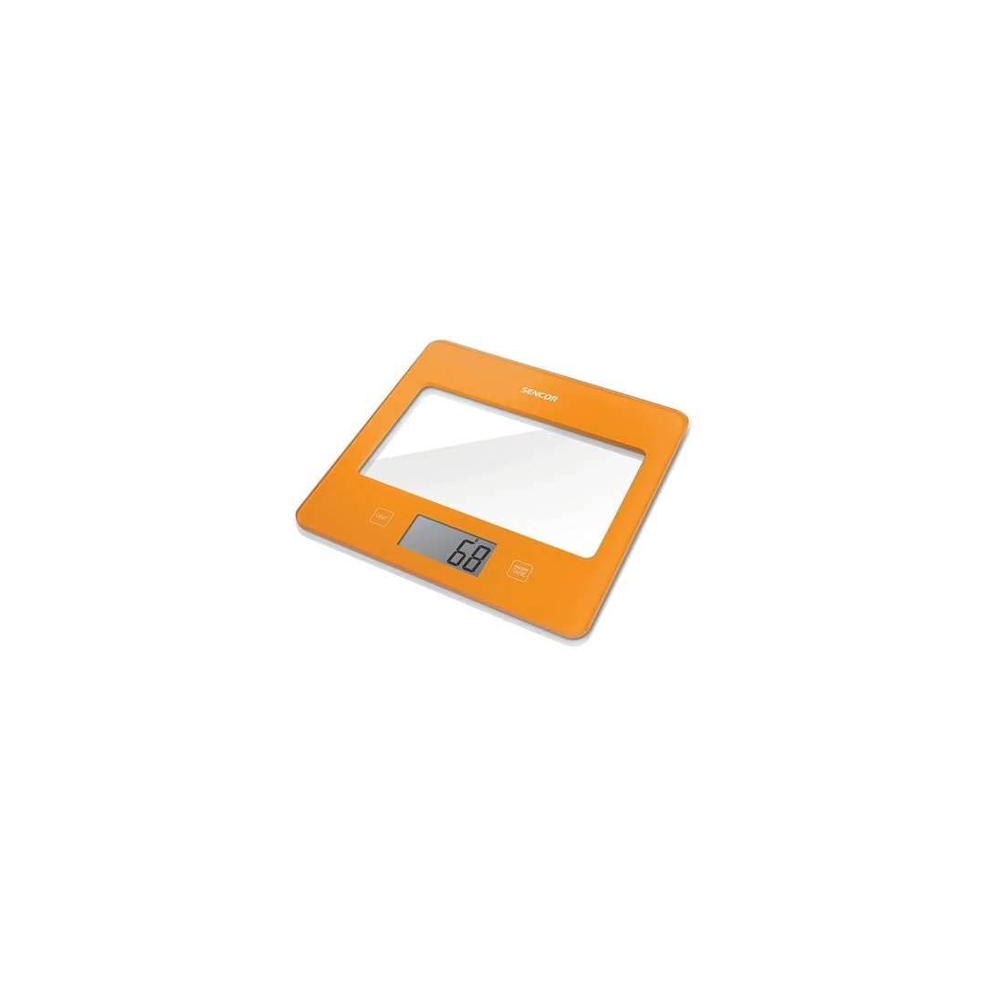 Cantar de bucatarie sticla securizata, Orange, Ecran LCD, 1g-5kg, 1x 3V baterie litiu CR 2032 - 