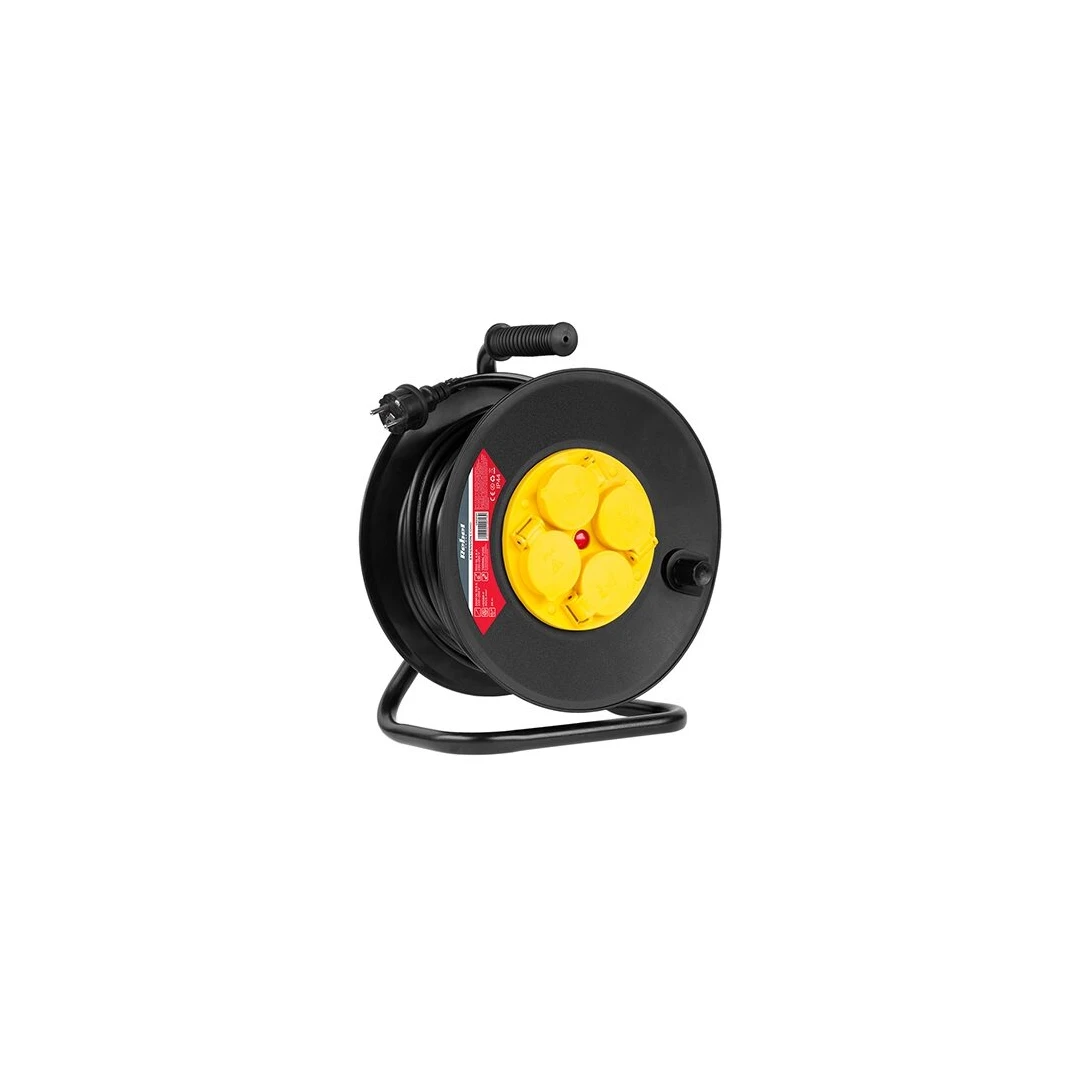 Prelungitor electric pe tambur 3X1.5mm, exterior IP44, lungime 25m, 4 prize Schuko cu capac - 