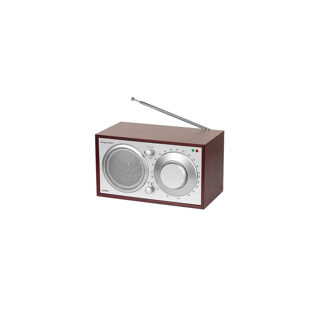 Radio portabil AM/FM, Reglare analogica, Cutie lemn, Retro design, Intrare AUX - 