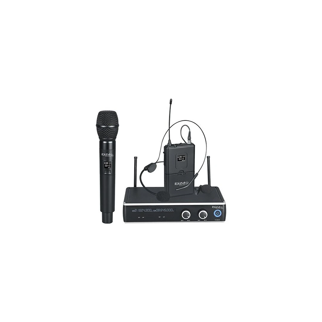 Set microfon de mana si cu casca, Receptor dual UHF cu frecvențe fixe 863.9 / 864.9 MHz - 