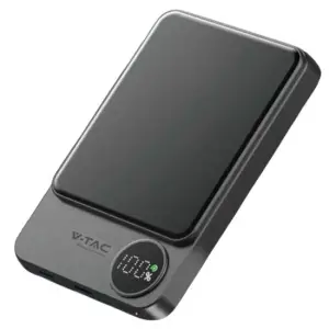 Powerbank Ultra Slim cu incarcare solara, Wireless 10000mAh, 2x USB, USB-C, Negru, 3 A, 20 W - 