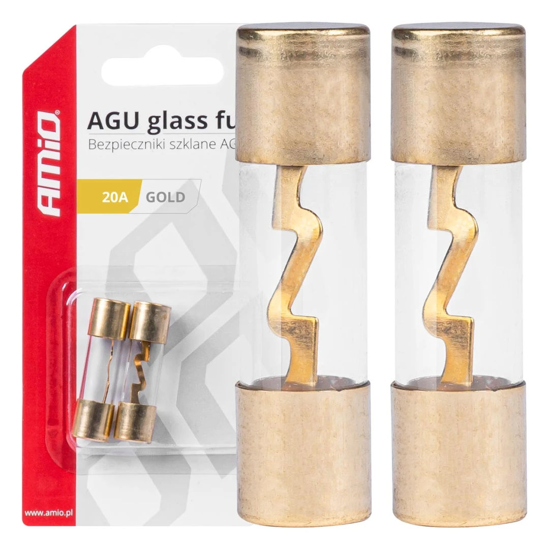 Set 2 sigurante din sticla tip AGU, contacte aurite, 20A - 