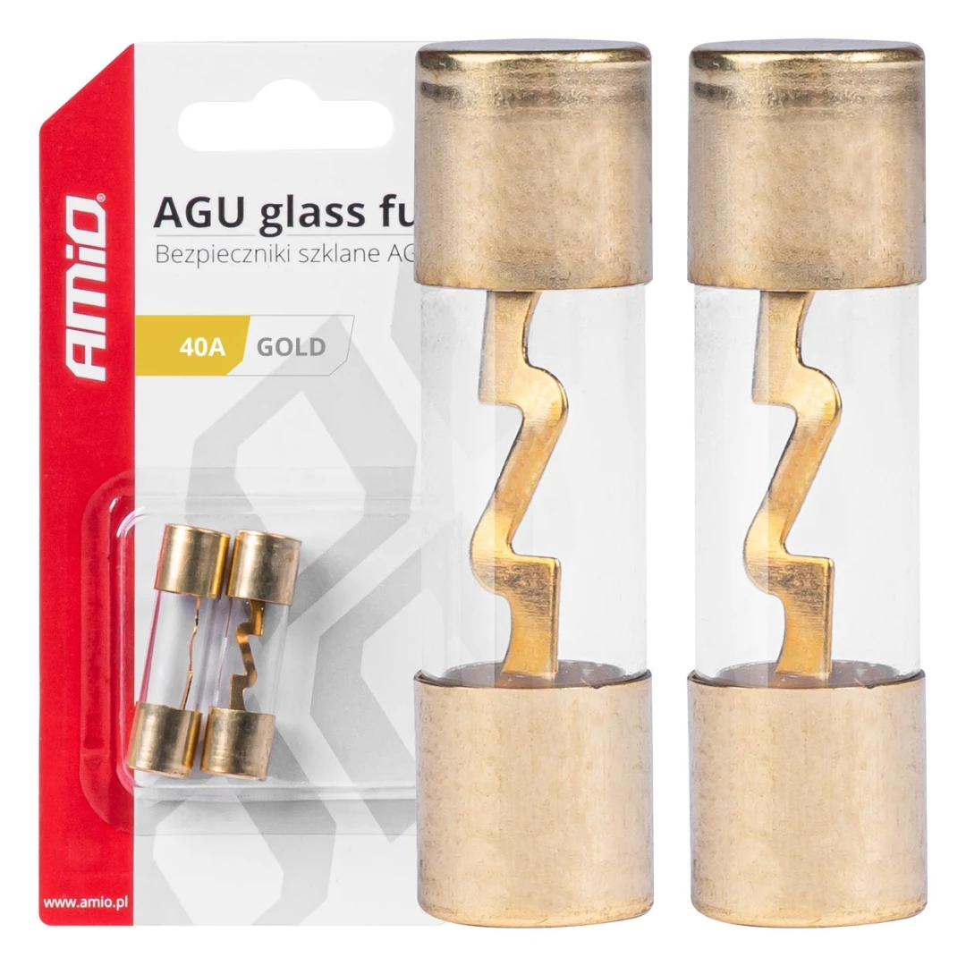 Set 2 sigurante din sticla tip AGU, contacte aurite, 40A - 