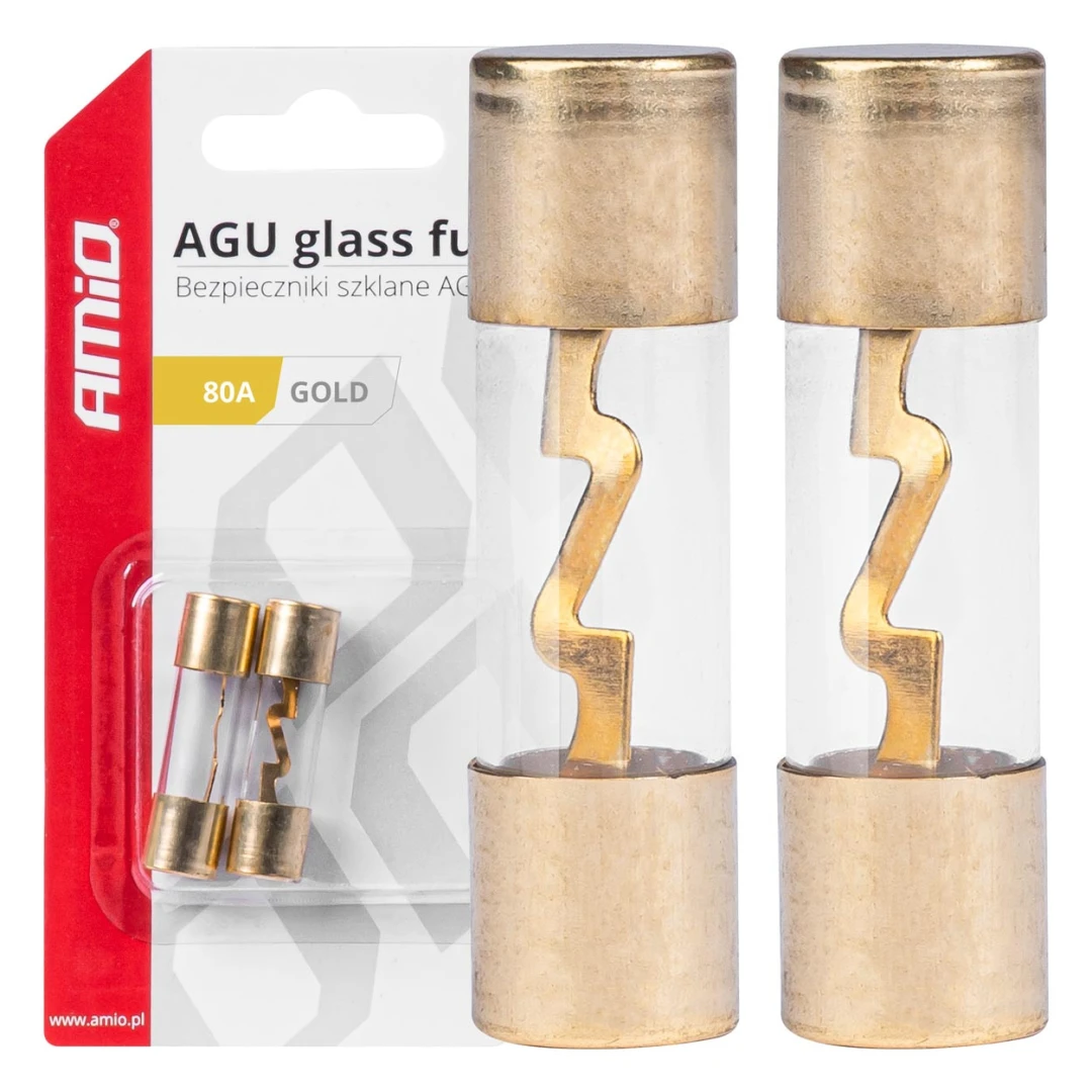 Set 2 sigurante din sticla tip AGU, contacte aurite, 80A - 