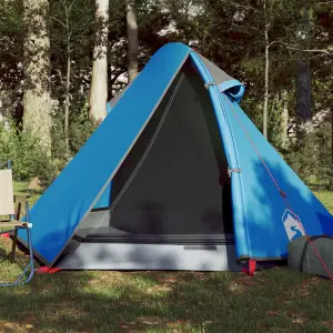 Cort de camping 2 persoane albastru, 267x154x117 cm, tafta 185T - Acest cort de camping cu un aspect modern vă protejează de vremea neplăcută și oferă un loc confortabil pentru aventuri, oriunde. Design universal rez...
