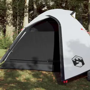 Cort de camping 2 persoane, alb, 264x210x125 cm, tafta 185T - Acest cort de camping cu un aspect modern vă protejează de vremea neplăcută și oferă un loc confortabil pentru aventuri, oriunde. Design universal rez...