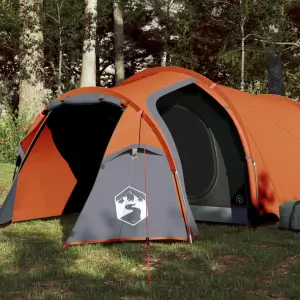 Cort camping 4 persoane gri/portocaliu 360x135x105cm tafta 185T - Acest cort de camping cu un aspect modern vă protejează de vremea neplăcută și oferă un loc confortabil pentru aventuri, oriunde. Design universal rez...