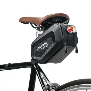 Borseta pentru bicicleta eMazing, Hard Shell, material piele artificiala si carbon, 20x12x11.5 cm, prindere de sa, capacitate 2L impermeabila, negru - 