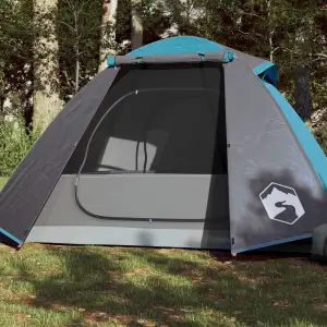 Cort de camping 2 persoane albastru, 224x248x118 cm, tafta 185T - Acest cort de camping cu un aspect modern vă protejează de vremea neplăcută și oferă un loc confortabil pentru aventuri, oriunde. Design universal rez...