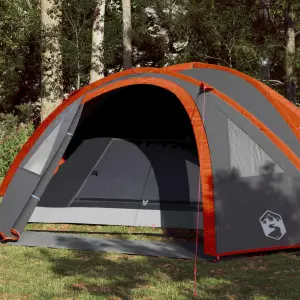 Cort camping 4 persoane gri/portocaliu 300x250x132cm tafta 185T - Acest cort de camping cu un aspect modern vă protejează de vremea neplăcută și oferă un loc confortabil pentru aventuri, oriunde. Design universal rez...