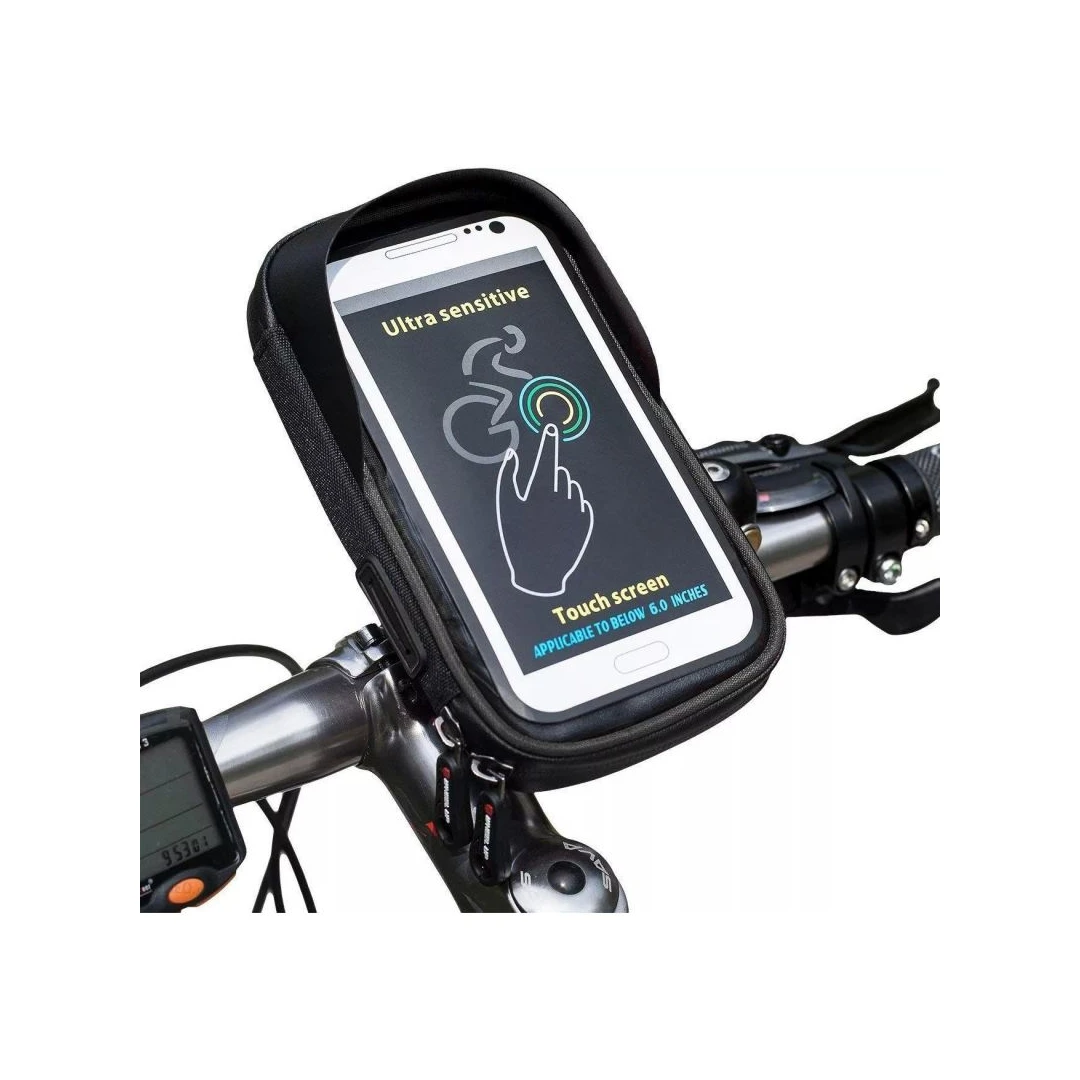 Suport de bicicleta eMazing Wheel UP  pentru telefoane cu ecran tactil  6.0 inch impermeabil, negru - 