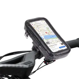 Suport husa telefon mobil eMazing pentru bicicleta si motocicleta, rezistent apa si socuri, touchscreen, 360 rotativ, negru, marime L ≤ 5.5 inch - 