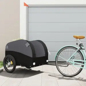 Remorcă pentru biciclete, negru, 45 kg, fier - Această remorcă de bicicletă, versatilă și robustă, va fi ideală pentru a transporta mărfuri grele, datorită capacității sale maxime de încărcare de 4...