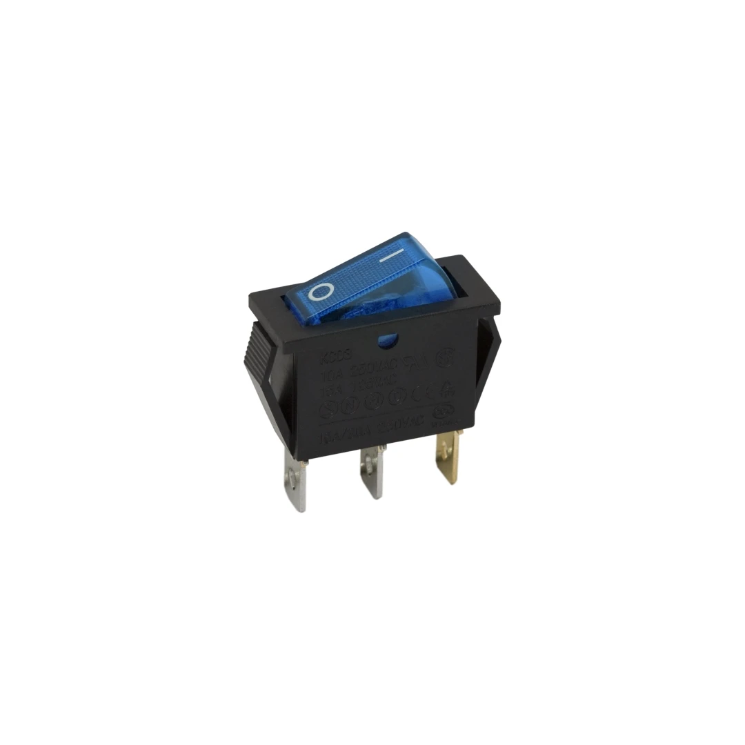 Interupator basculant 1 circuit 10A-250V OFF-ON, lumini de albastru - 1 circuit10A-250VOFF-ONmarcaj I-Olumini de albastru