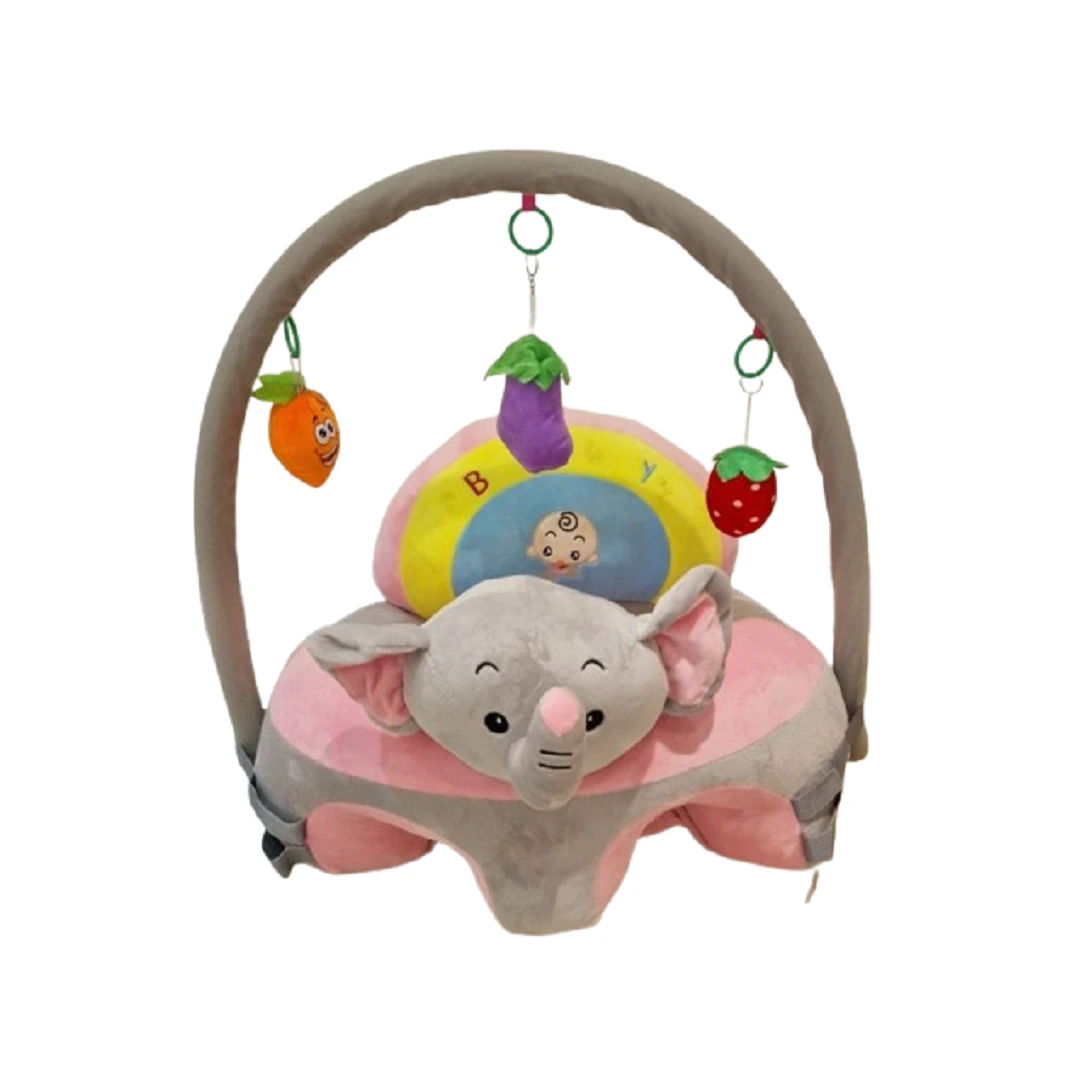 Fotoliu bebe Sit-up cu arcada de jucarii si accesorii din plus incluse , Elefant Roz - 