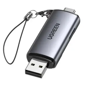 CARD READER extern Ugreen, #CM185&quot; interfata USB 3.0 si USB Type-C 3.0, citeste/scrie: SD, microSD viteza pana la 5 Gbps, suporta carduri maxim 2 TB, plastic, black 50706 - 