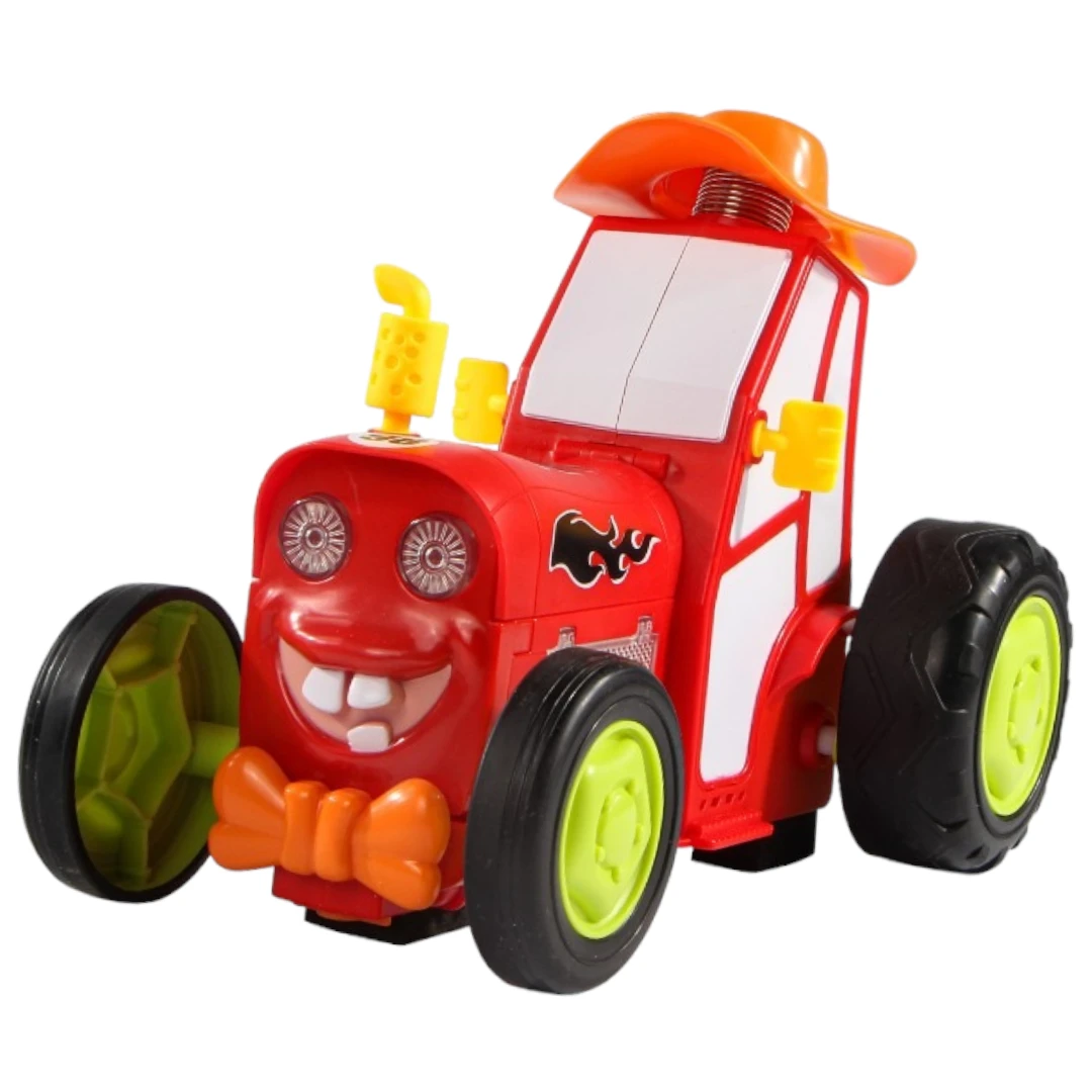 Jucarie tractor muzical, dansator, cu lumini, kidsNplay, USB, 21X13X15 cm, plastic, rosu - 