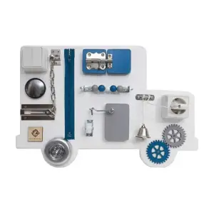 Placa senzoriala busy board pentru copii, model Masina, 47x32 cm, culoare Albastru - 