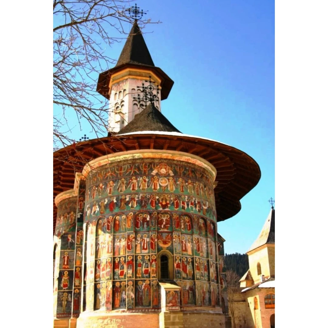 Tablou Goblen cu rama din lemn si pietre 5D - 40 x 50cm, Manastirea Sucevita - 
