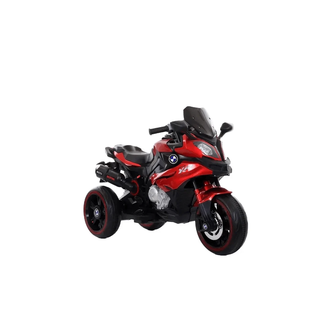 Motocicleta pentru copii cu varste intre 2 si 8 ani, cu doua motoare si scaun din piele - LB598 Rosu - 