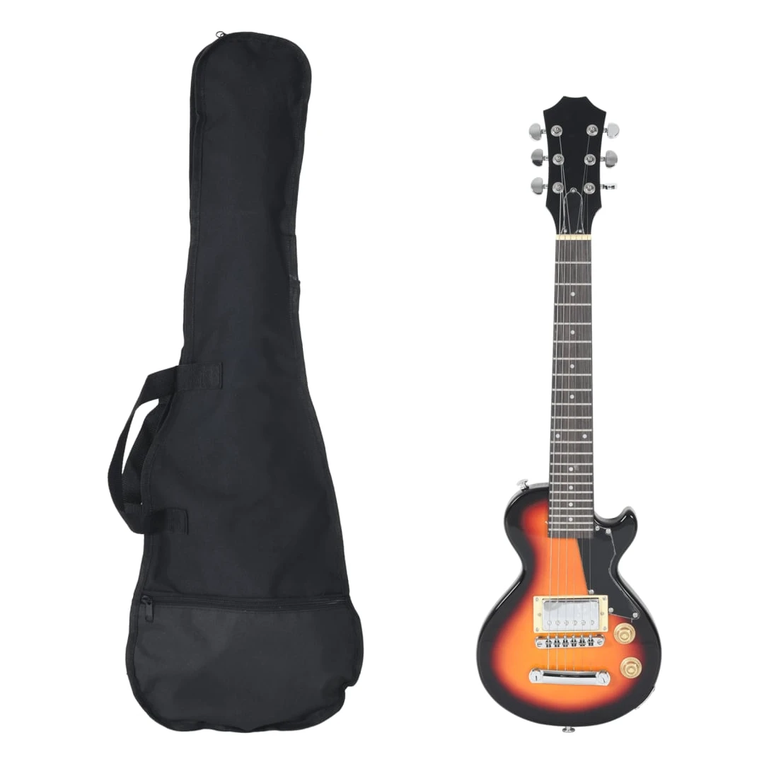 Chitara electrică pentru copii, cu husă, maro/negru, 3/4 30" - Această chitară electrică este perfectă pentru tinerii care învață și copiii care doresc să înceapă să cânte la chitara electrică. Confortabil de cânt...