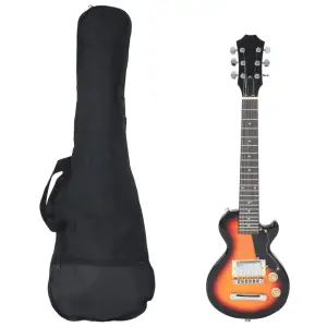 Chitara electrică pentru copii, cu husă, maro/negru, 3/4 30" - Această chitară electrică este perfectă pentru tinerii care învață și copiii care doresc să înceapă să cânte la chitara electrică. Confortabil de cânt...
