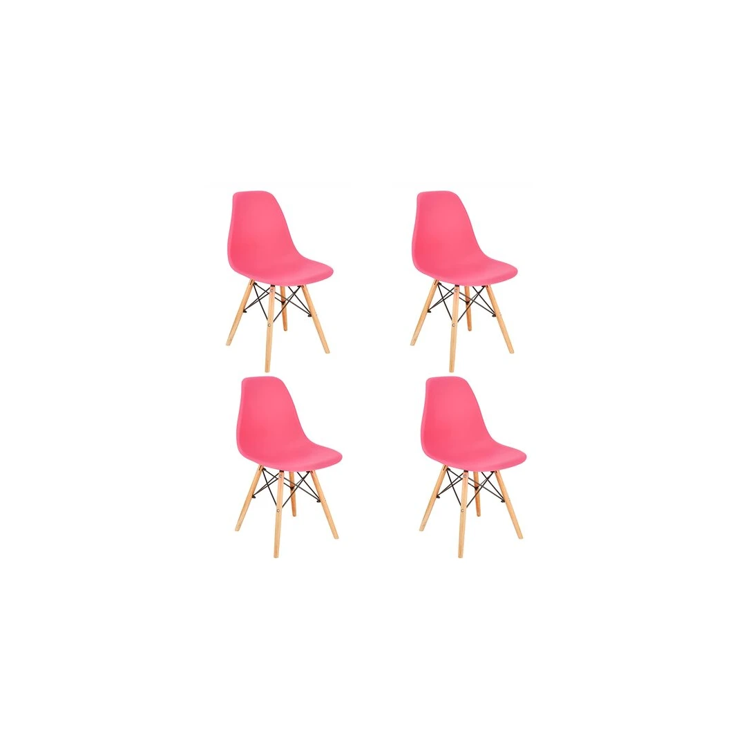Set 4 scaune stil scandinav, Mercaton, Eva, PP, lemn, roz, 46x52x81 cm - 
