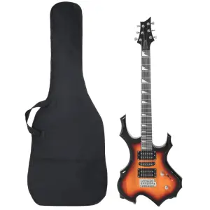 Chitara electrică de începători, cu husă, maro/negru, 4/4 39" - Această chitară electrică este perfectă pentru începătorii care doresc să înceapă să cânte la chitara electrică. Confortabil de cântat: Designul unic...
