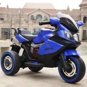 Motocicleta electrica cu 2 motoare pentru copii, sezut din piele si lumini in roti- LB5188 Albastru - 