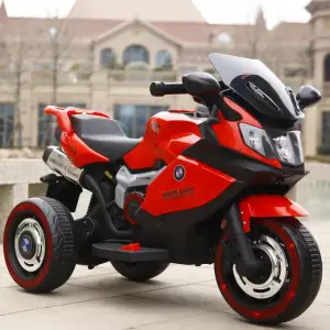 Motocicleta electrica cu 2 motoare pentru copii, sezut din piele si lumini in roti - LB5188 Rosu - 
