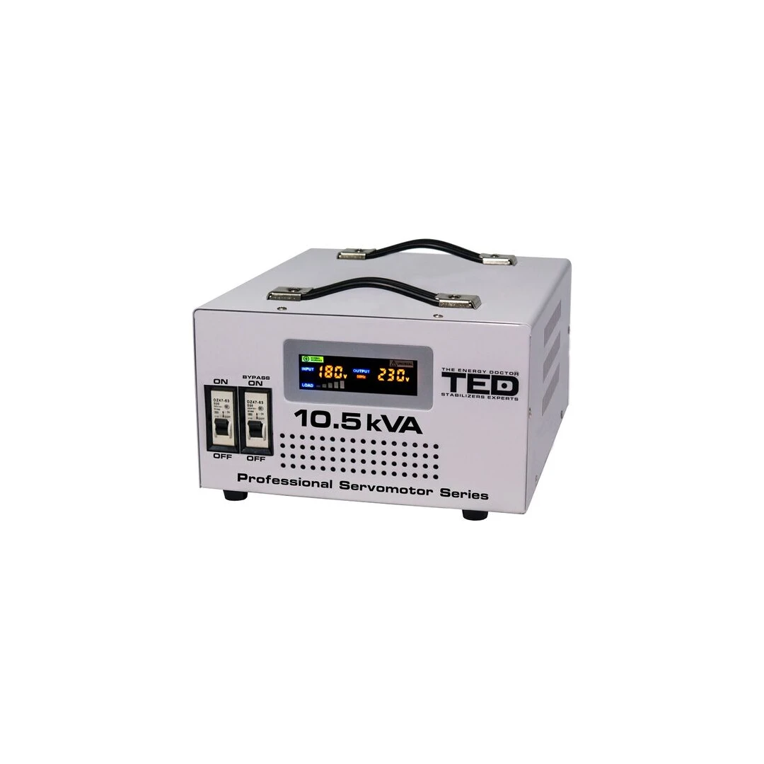 Stabilizator de tensiune automat, 10.5KVA / 6000W, 130-260V, servomotor, Afisaj LED - Nu rata oferta pe Adk.ro la Stabilizator de tensiune automat, 10.5KVA / 6000W, 130-260V, servomotor, Afisaj LED