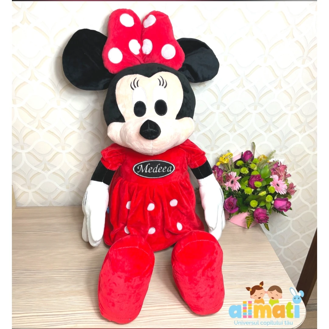 Minnie Mouse din plus Rosu, 50cm - Personalizat cu nume - 