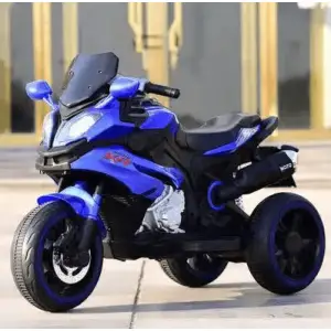 Motocicleta pentru copii cu varste intre 2 si 8 ani, cu doua motoare si scaun din piele - LB598 Albastru - 