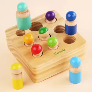 Joc Montessori din lemn – Cei 9 prieteni, Peg Dolls - 