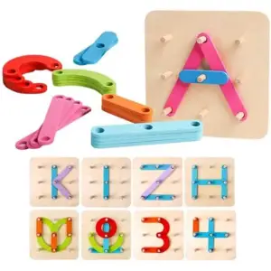 Joc educativ din lemn- Invata alfabetul si creeaza forme - 