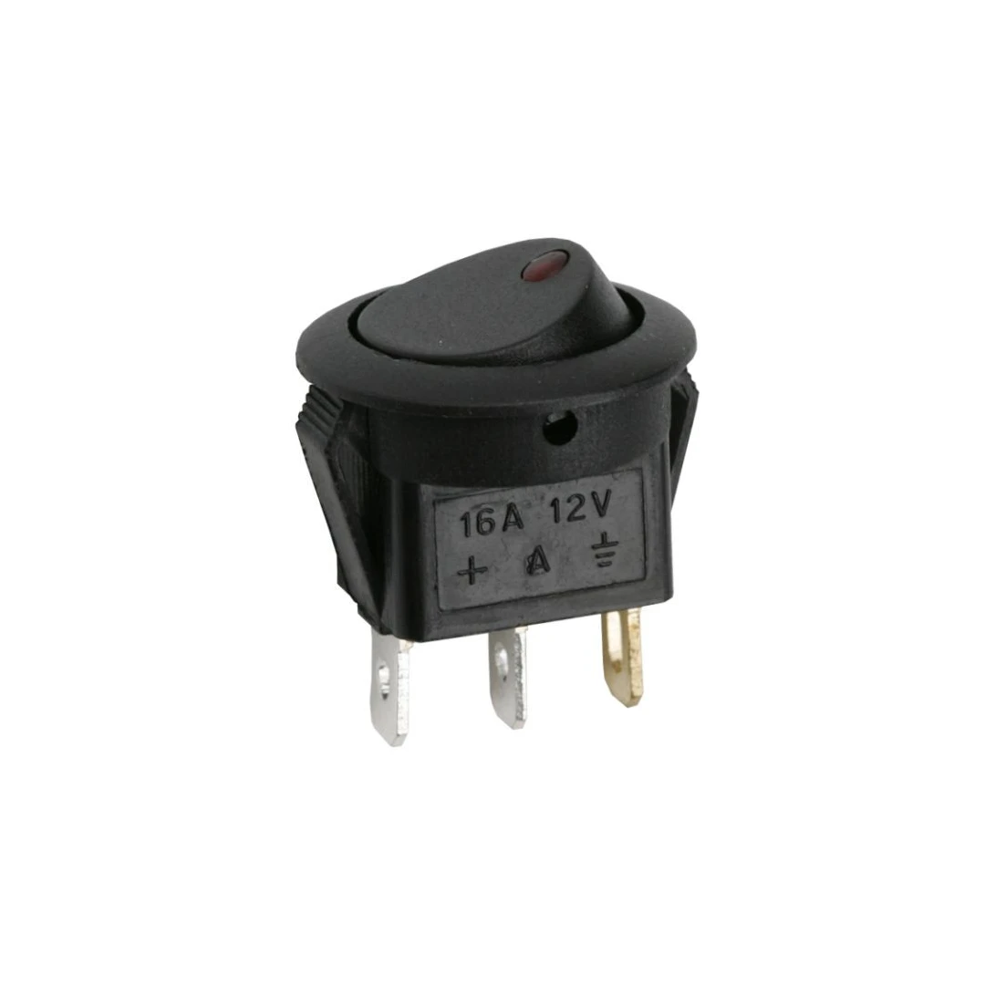 Interupator basculant 1 circuit 16A-12VDC OFF-ON, cu LED rosu - 