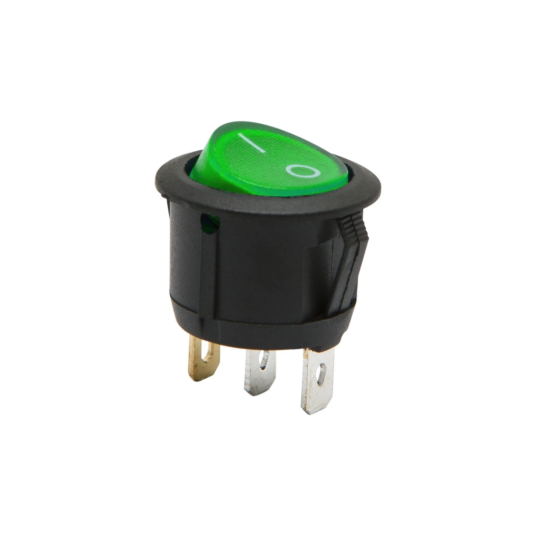 Interupator basculant, 1 circuit, 6A-250V ON-OFF, lumina verde - 