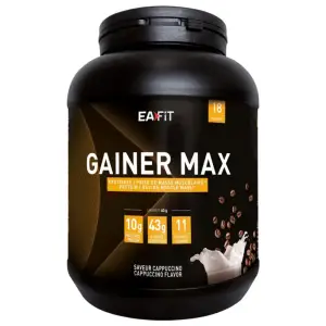 Gainer Max 1,1 kg; Cappuccino si Proteine Zer plus Ou, Crestere in masa musculara, Aport caloric, Vitamine Minerale, Marca franceza, Certificat antidoping - 