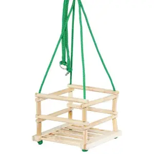 Leagan pentru copii, cadru lemn cu 4 laturi, corzi suspendare solide, 34x34 cm - 